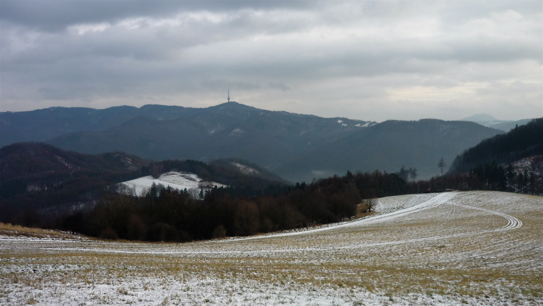 Obzoru na jihozápadě dominuje Buková hora a její vysílač.