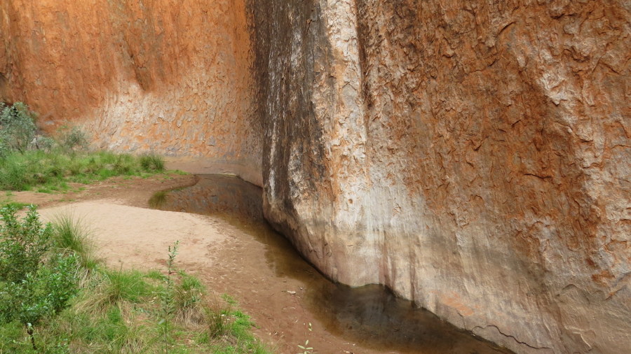 Naposledy v Kantju Gorge. Jedna z mála vodních nádržek pod Uluru.