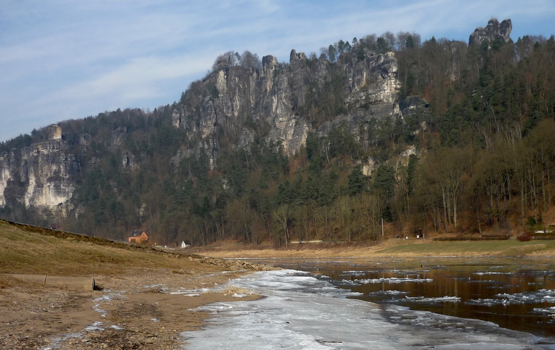 Bastei od Labe, začátek března 2018.