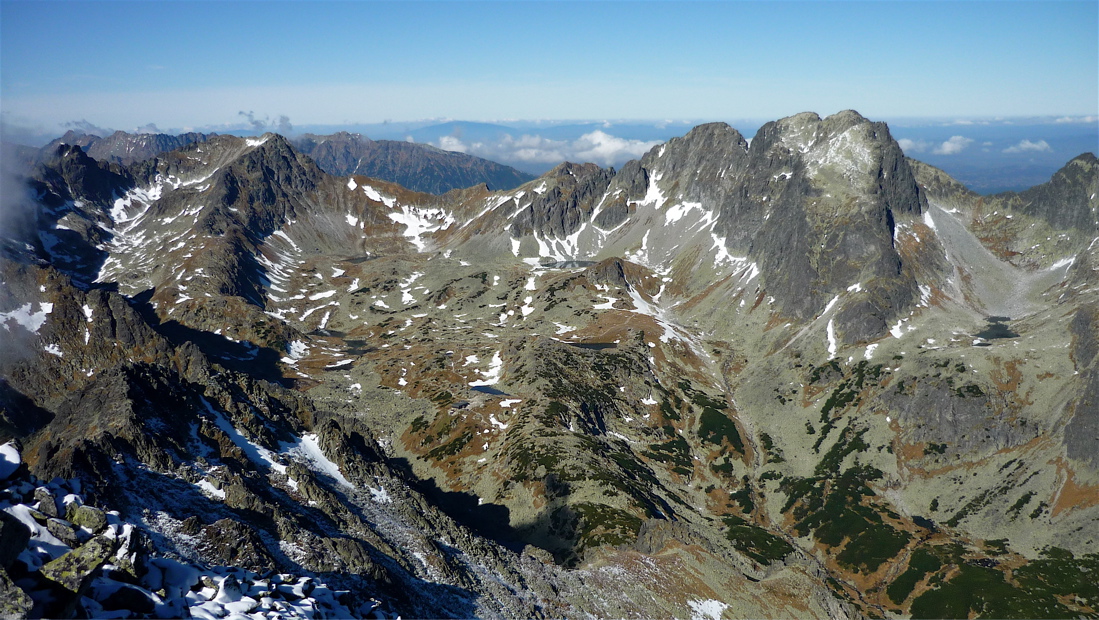 Divá veža, Svišťový štít, Javorový štít ze Slavkovského štítu.