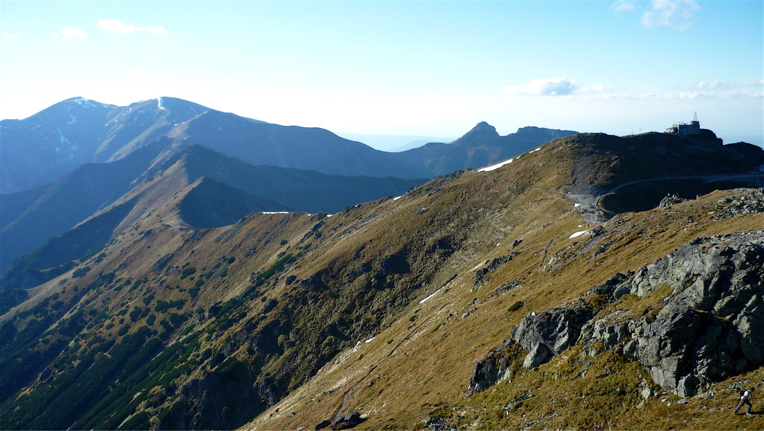 Červené vrchy, Giewont a Kasprov vrch.