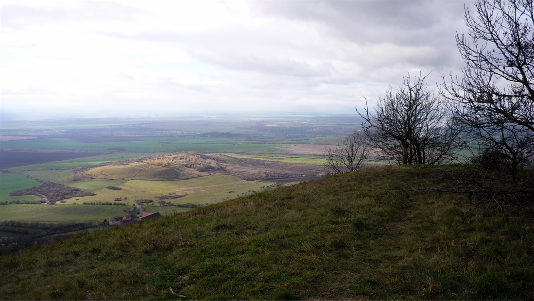 Pohled na JZ k přírodní rezervaci Písečný vrch (318 m).